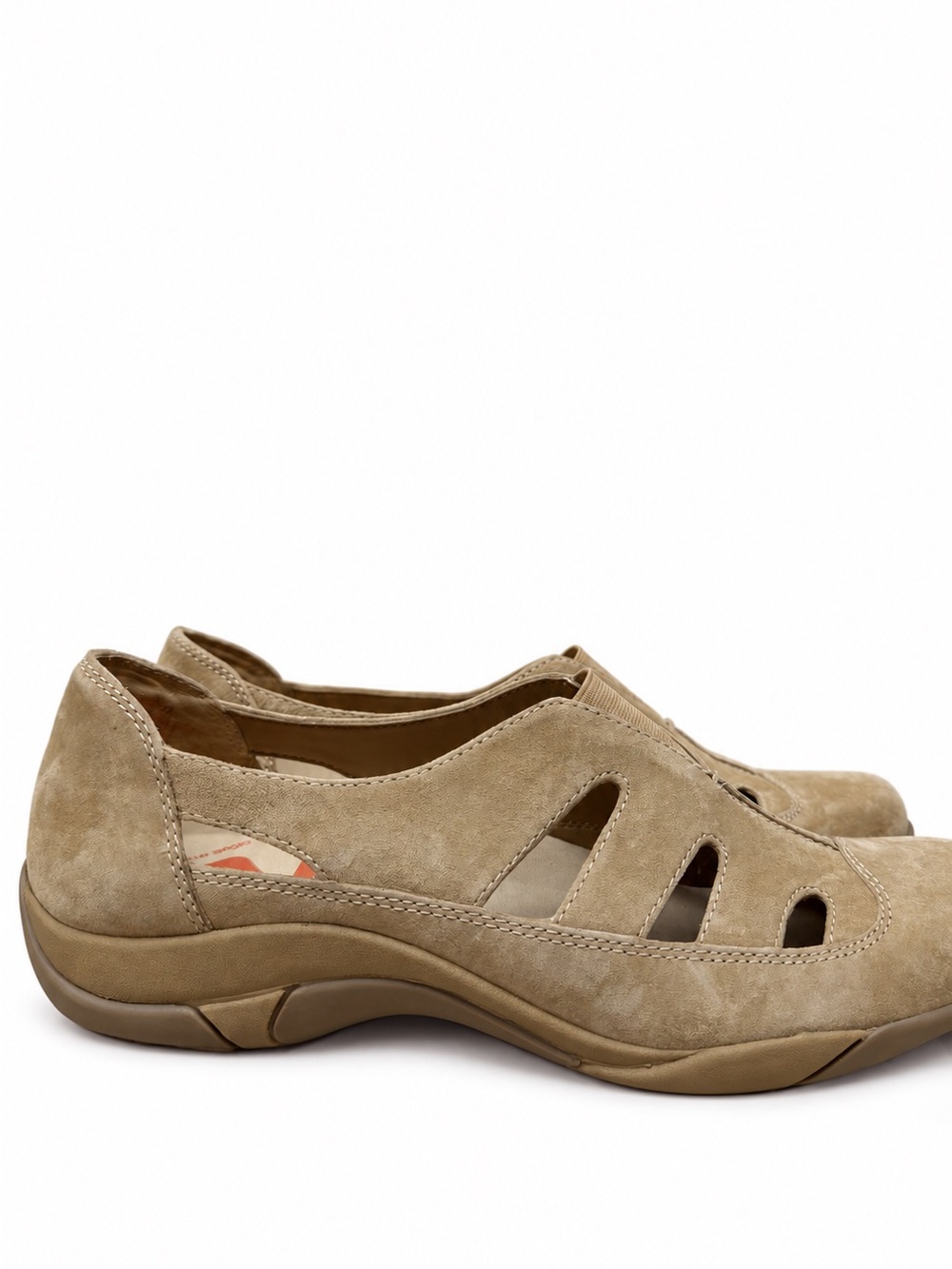 Anne Klein Sport AKPAIVA Beige Suede Cutout Slip On Comfort Shoes 9.5M New